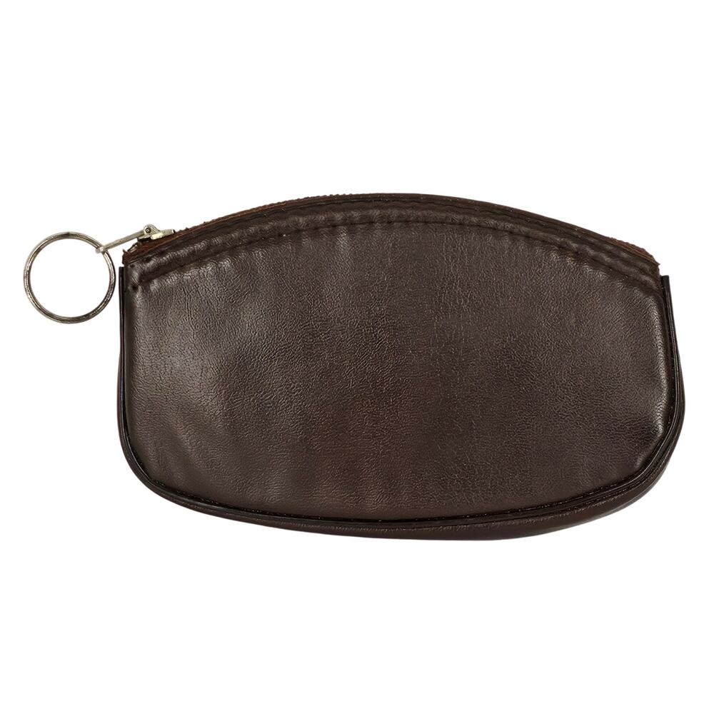 PICCADILLY VINTAGE LEATHERETTE COMPACT POUCH W/ KEY RING – MADE IN ENGLAND